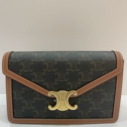 Celine Triomphe Envelope Wallet on Chain Triomphe Coated Canvas
