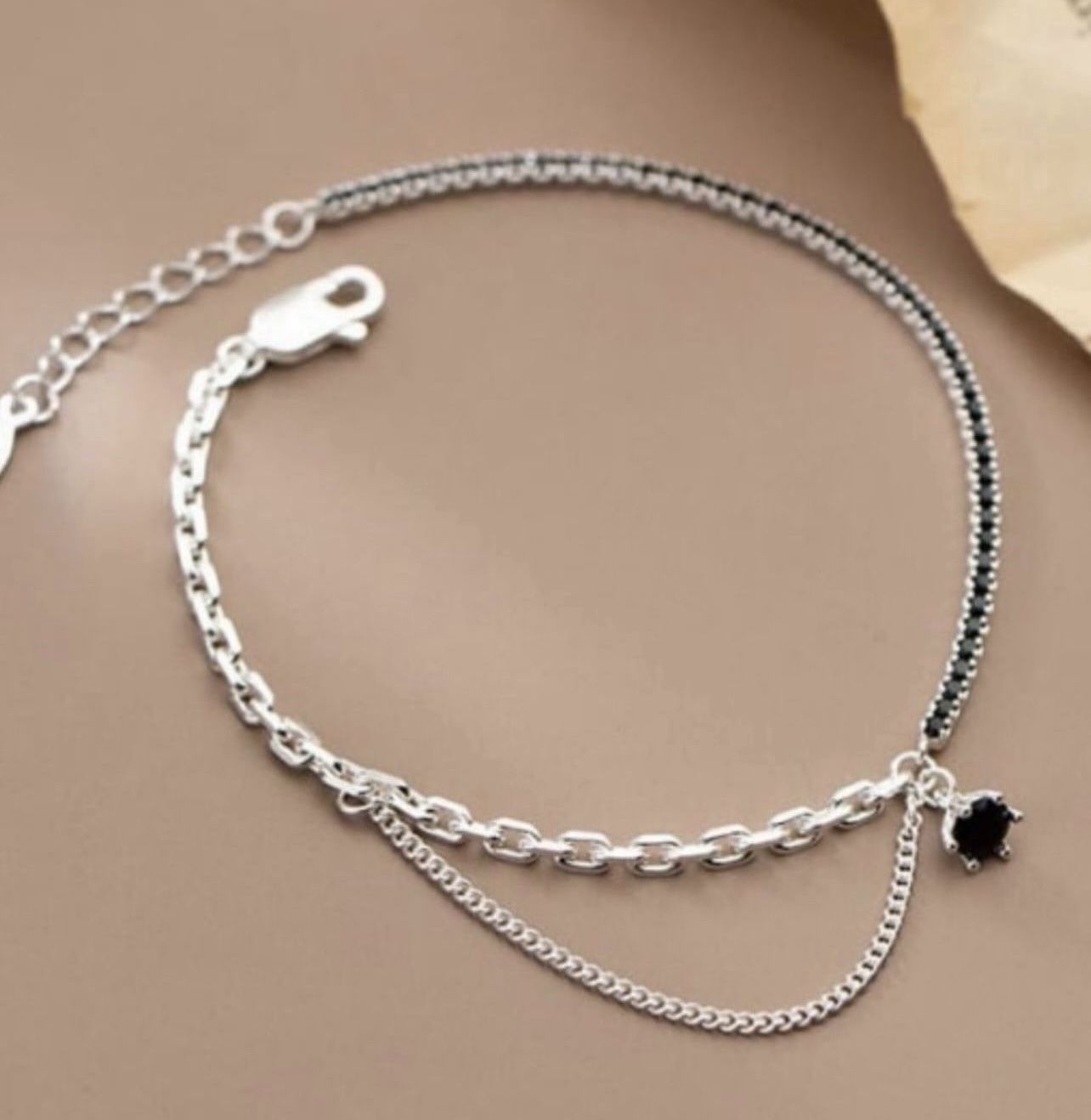 Solid 925 Sterling Silver Irregular Minimist Link Bracelet #LK550