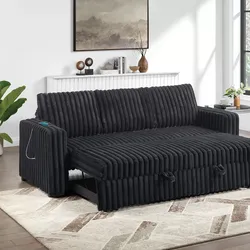 Brand New Black Corduroy Adjustable Sofa Sleeper