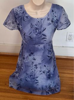 Vintage All That Jazz blue floral chiffon lined mini dress, size S