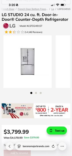 Non-Working LG Inverter Linear Fridge.