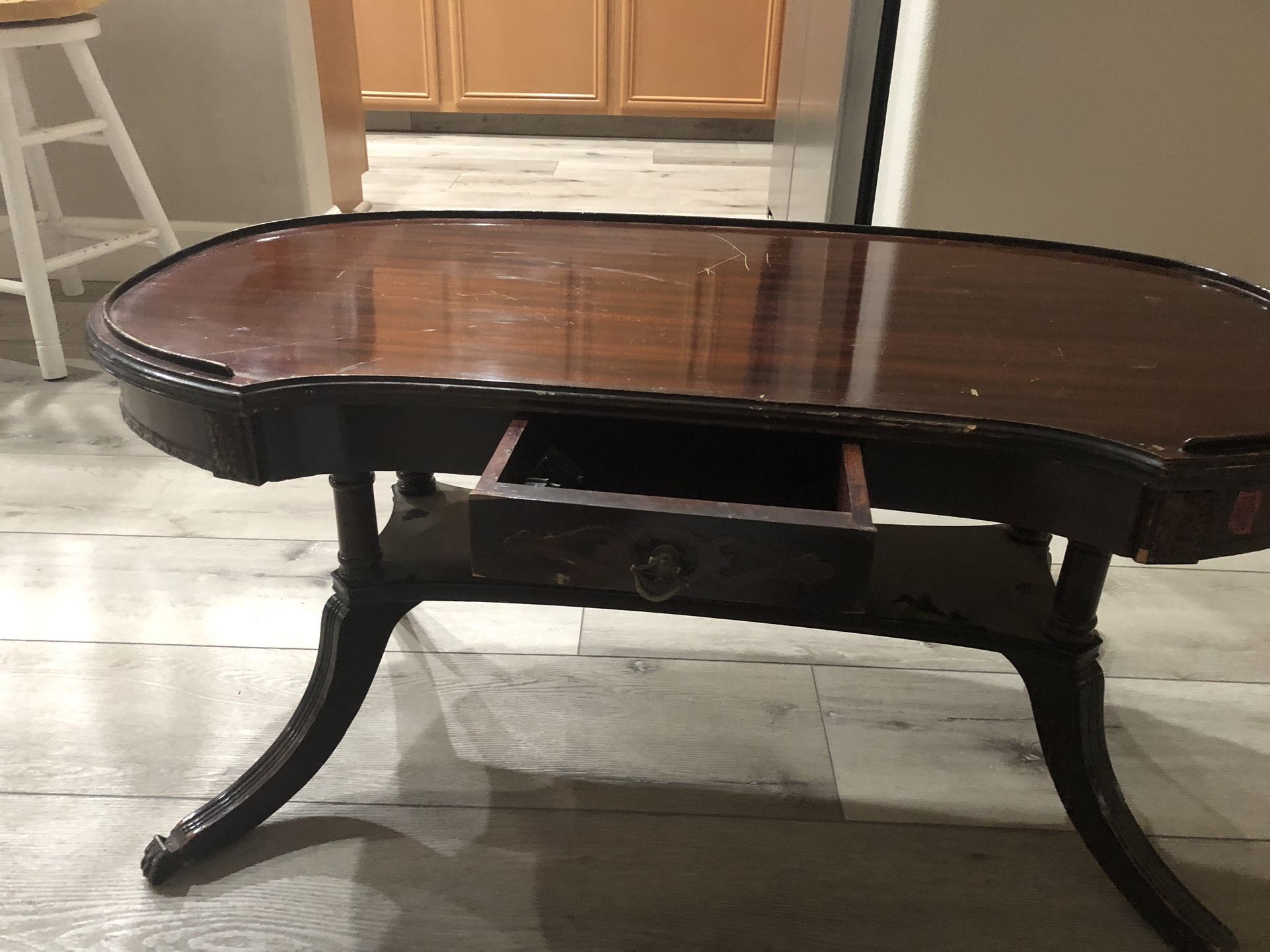 Antique Coffee Table With Glass Top
