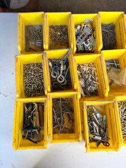 Yellow Bin Organizers with Assorted Hardware