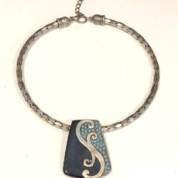Unique 2-tone Modernist Choker And Slide Pendant