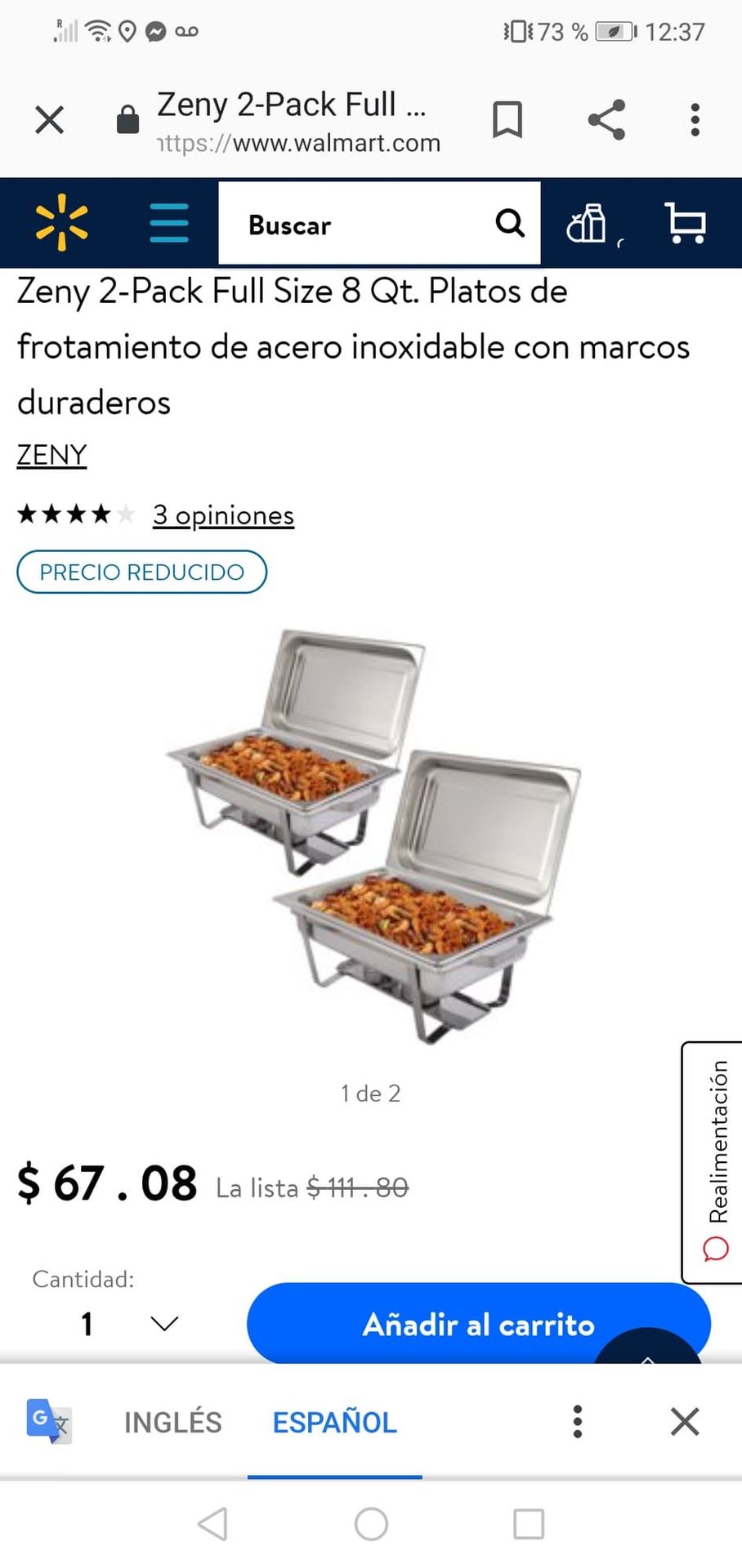 Zeny 2-Pack Full Size 8 Qt. Stainless Steel Chafing Dishes with Durable Frames