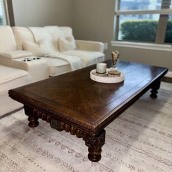 Antique Lane Furniture Carved Wood Coffee Table – Elegant and Timeless Design