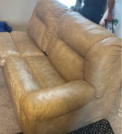 Tan Leather Sectional 3-piece