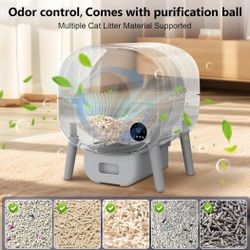 Cumrige Self Cleaning Litter Box, 95 L Automatic Cat Litter Box Self Cleaning for Multiple Cats, with Safety Protection, App Control,1 Roll Garbage Ba