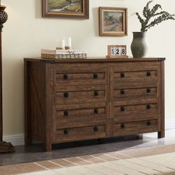 8 Drawers Dresser Storage Organizer for Bedroom, Reclaimed Barnwood