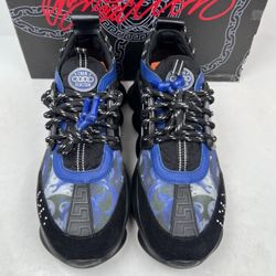Size 42EU/9US - Versace Chain Reaction Black/Blue Sneakers💙 RETAIL $1,125!