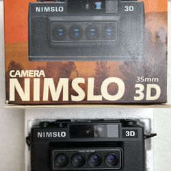 Nimslo 3D Film Camera Opti-Lite Flash. Film Tested Near Mint Original Box Manual