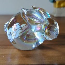 Iridescent Glass Bunny Rabbit Paperweight