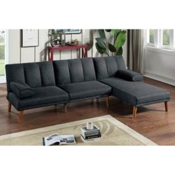 Black Futon Sofa With Chaise