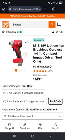 M18 18V Lithium-lon Brushless Cordless 1/4 in. Compact Impact Driver (Tool Only)