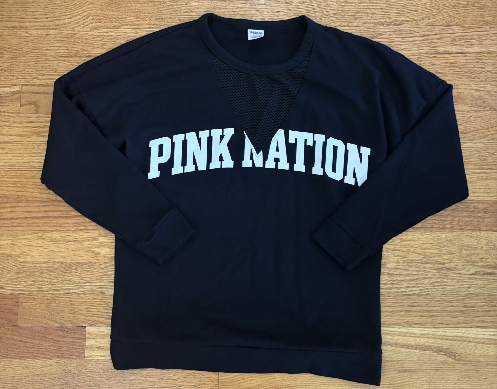Victoria’s Secret PINK Sweatshirt Women’s Medium Black/White Logo Pink Nation