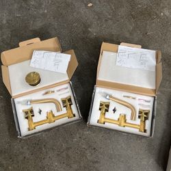 2 Wall Mount Faucets With Handles And Rough In Valve