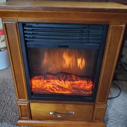 Small Electric Fireplace  With Heather  