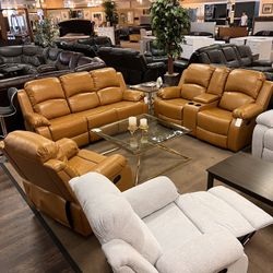Sofa, Loveseat, Chair Manuel Recliner Leather 3Pcs  📣📣 📣 is 50% OFF for this week only 💥💥💥