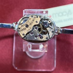 Stunning & Unique Macy’s 925 Sterling Silver Band Bracelet with Vintage Malden Watch Movement