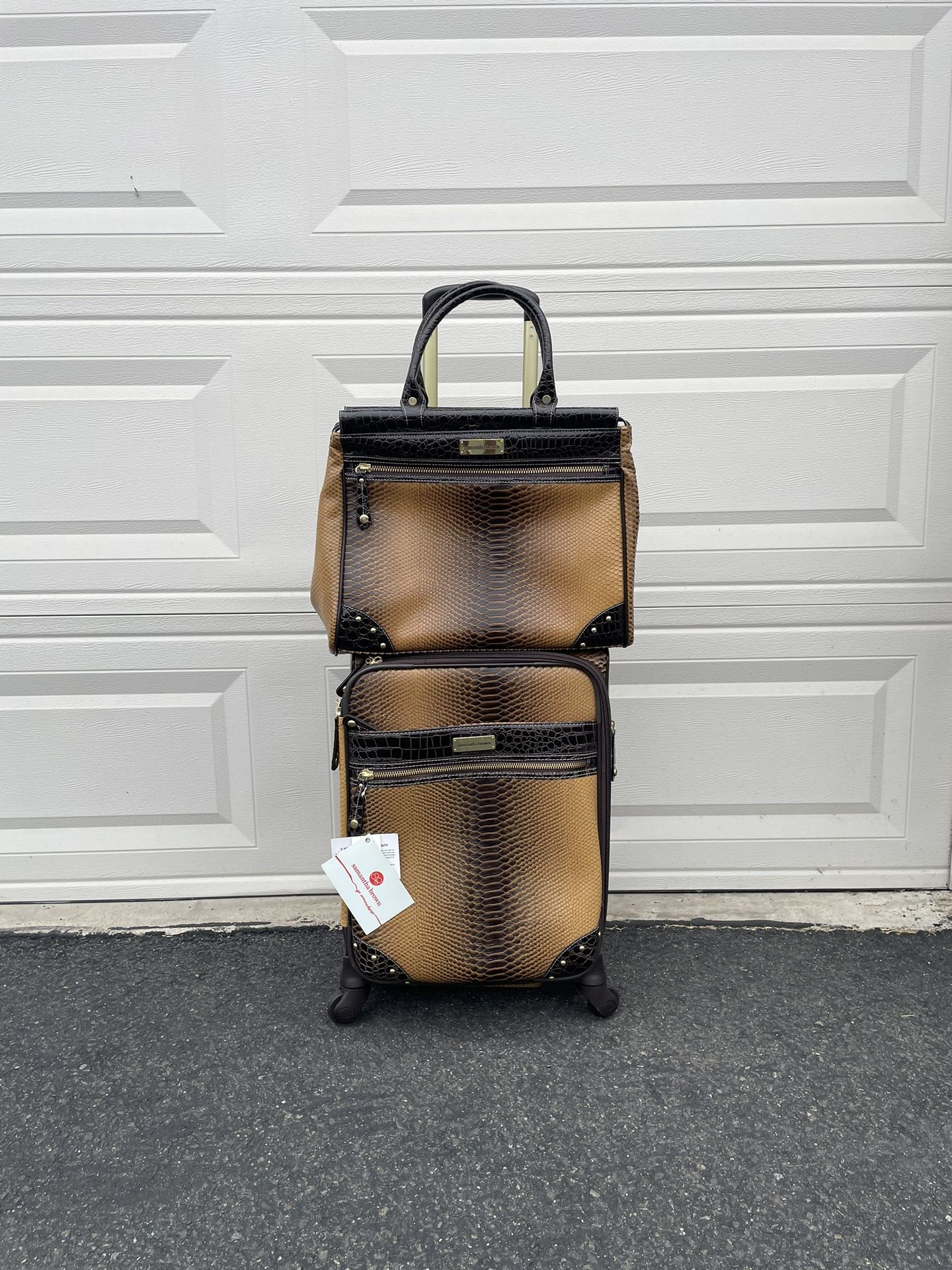 Samantha 2 piece luggage set Croc Rolling Spinner Expandable Carry On Luggage Set 