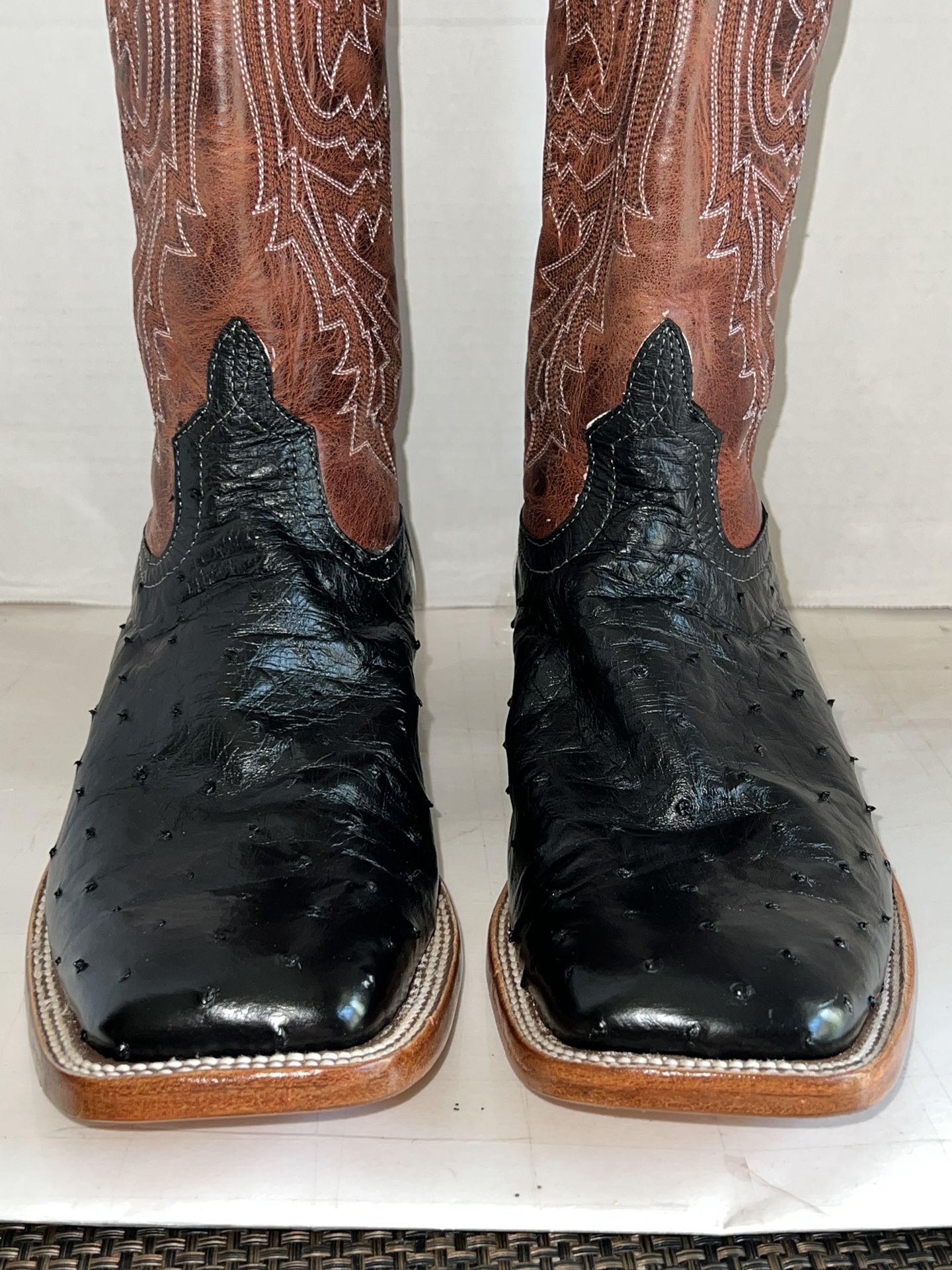 Anderson Bean Men's Black Square Toe Cowboy Boots