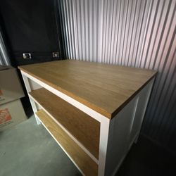 IKEA Kitchen Island – White & Wood (49” x 29.5” x 34.5”)