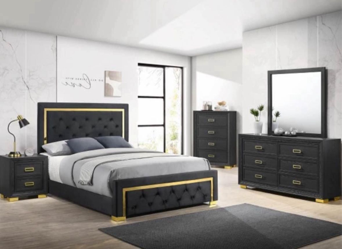 4- Pc Bedroom set Dresser,Mirror Nightstand (1) Queen size bed frame Not including Mattress and Box Sp