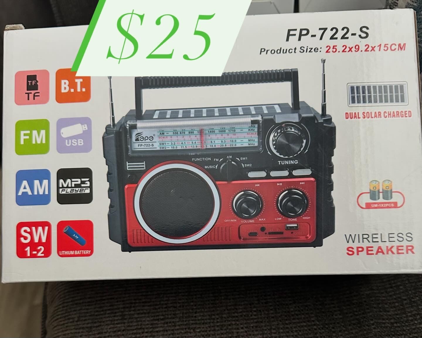 Wireless/solar Speaker With Radio