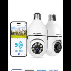 Light Bulb Security Camera 2Pack 5G& 2.4GHz WiFi 2K Security Cameras Wireless Outdoor Motion Detection and Alarm,Two-Way Talk,Color Night Vision,Human