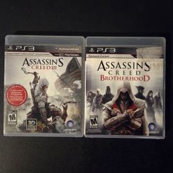 PS3 Video Games- 2 Game Bundle for $10- Assassins Creed 3 & Brotherhood
