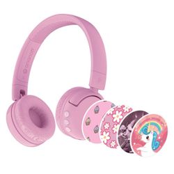 🔥NEW🔥 BuddyPhones POP Fun Foldable Bluetooth Wireless Kids Headphones + Mic - Pink