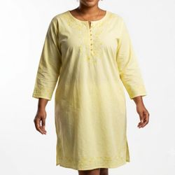 Secret Treasures Cottagecore Yellow Embroidered Cotton Nightgown 3X