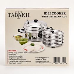 Unused Tabakh Stainless Steel Idli Cooker with 4-Tier Idli Stand