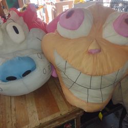 Giant Ren And Stimpy Plush Heads