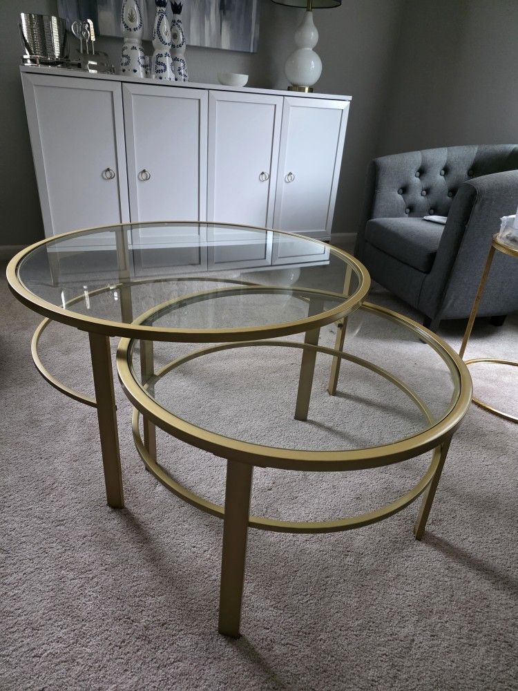 Two piece glass coffee table