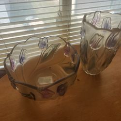 Crystal.  Bowl And Vase