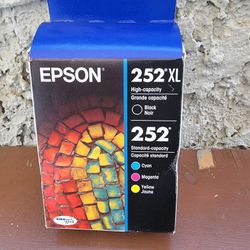 Epson 252XL Black & 252 Color printee Ink T252XL-BCS 4-Pack Exp 2028+ Genuine Retail Box