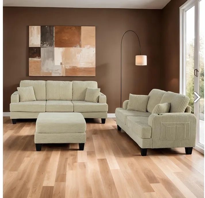 Shop Now Pay Later! 2 PCS Montevideo Collection Sofa and Loveseat Set- Available in 3 colors-Matching Ottoman Also Available Now 798.00 Free π