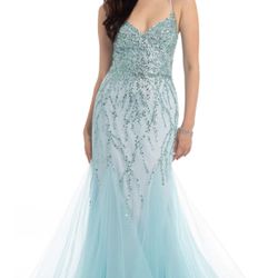 Aqua Beaded, sweetheart, mermaid dress  Size 12
