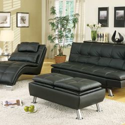 Futon sofa black leather Faux  NEW in box Pay Later Option Black Sofa Bed Sleeper, Pay Later Option