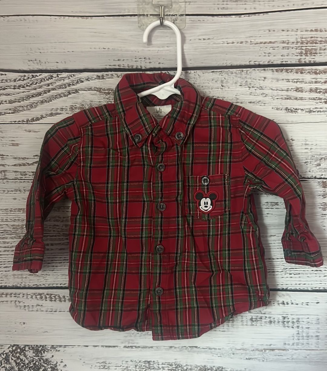 Red Mickey Mouse button up size 9-12 months