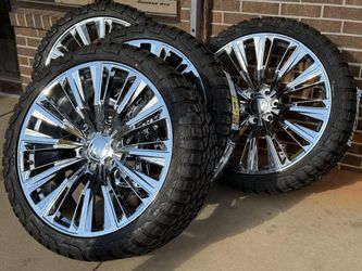 24" 26" CHROME RIMS WITH 33" 35" 37" TIRES GMC CHEVY REPLICA TXT FOR PRICES