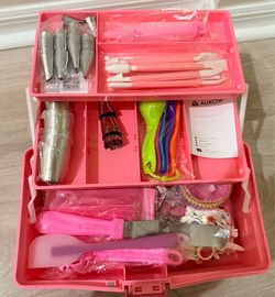 AUKOW Cake Decorating Kit with Pink Storage Box & Baking Tools
