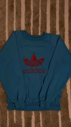 Adidas Vintage 80’s Blue Fleece Crew Neck Sweatshirt Embroidered Logo Men’s M