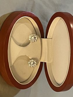 Silver Tone & Rhinestones Stud Earrings