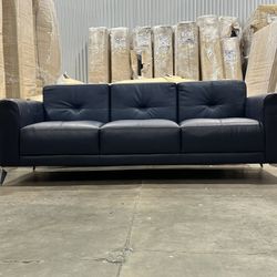 Luxury Brand New // Navy Blue Leather Sofa - Discounted!!!