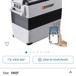 EUHOMY Car Refrigerator, 55Liter(59qt) RV Refrigerator with 12/24V DC & 110-240V AC, Portable refrigerator freezer fridge cooler For Car, RV, Camping,