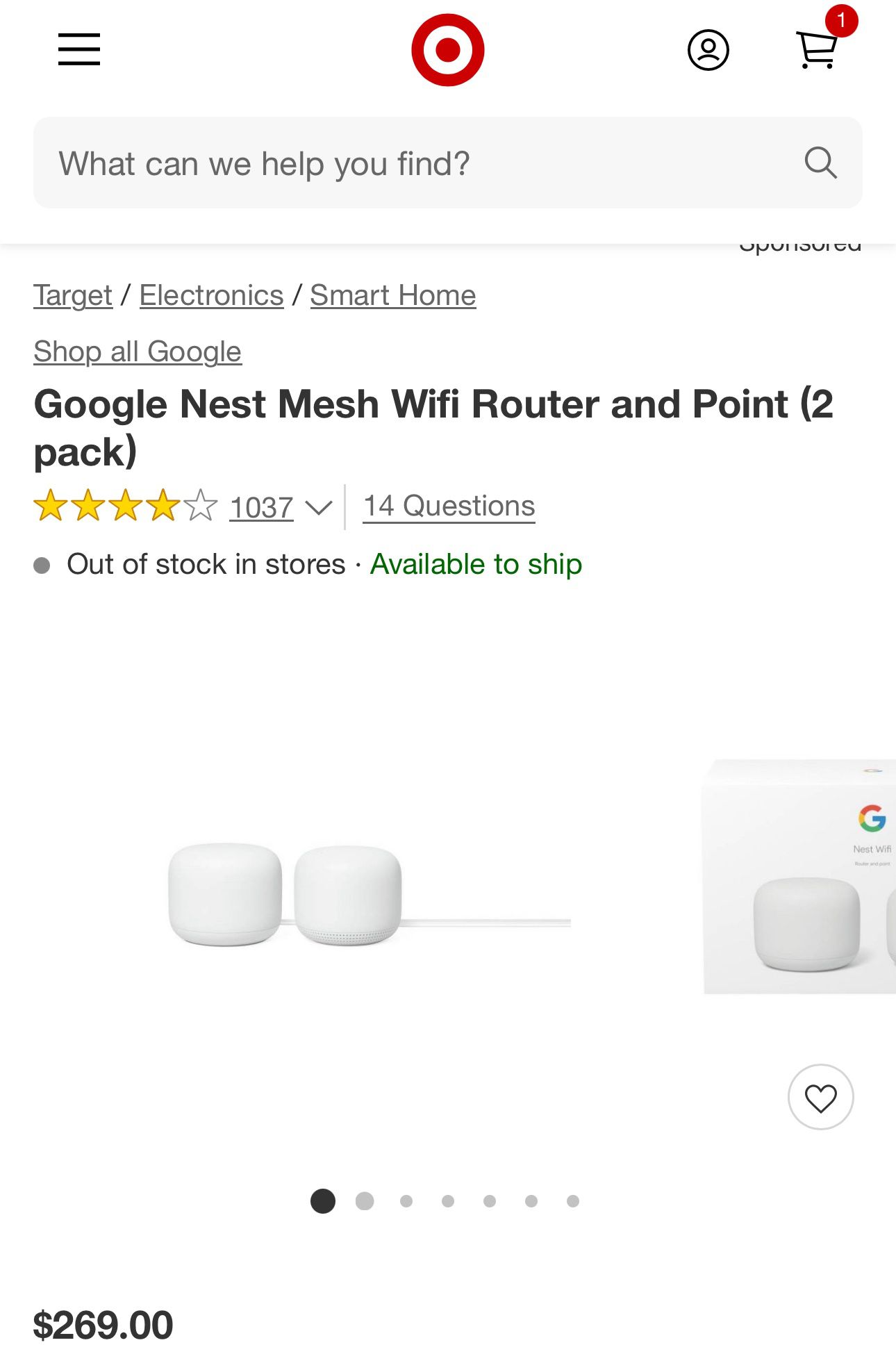 Nest Wifi - Mesh Router AC2200 and 1 Point with Google Assistant 