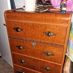 1920 Art Deco Waterfall Chester Drawer Vintage Antique 
