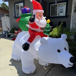 Giant Inflatable Santa Claus Riding Polar Bear Christmas Inflatable Doll 